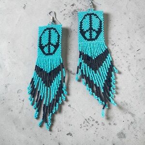 Monochrome Beaded Fringe Earrings